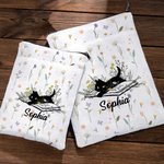 Personalisierte florale schwarze Katze wasserdichte Buchhülle Schutz mit Reißverschluss und Tasche Geburtstag Anerkennung Geschenk für das Lesen Liebh