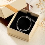 Bracelet double coeur personnalisé avec deux pierres de naissance Bijoux Maman et Fille Anniversaire Fête des Mères Cadeau pour Elle