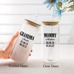 Henkilökohtainen monivärinen nimi päivämäärä 20oz lasi kuppi kansi ja olki syntymäpäivä äitienpäivä lahja äiti isoäiti