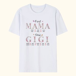 Personalised Colourful Floral Embroidery T-Shirt with Kid Names Birthday Mother's Day Gift for Grandma