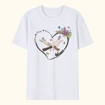 Personalized Holding Hand Heart Flower Design T-Shirt Sweatshirt with Name Mother's Day Birthday Gift for Women