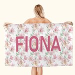 Personalized Super Absorbent Quick Dry Flower Beach Towel with Name Available Vacation Party Birthday Gift for Her