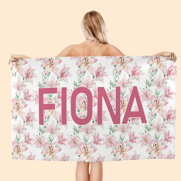 Personalisierte super saugfähige schnell trocknende Blume Strandtuch mit Namen verfügbar Urlaub Party Geburtstag Geschenk für Sie