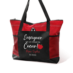 Sac Fourre-tout Personnalisé avec Texte Sac en Toile à Grande Capacité avec Fermeture Éclair Motif Pomme Cadeau de Grâece pour Enseignant Professeur