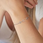 Bracelet double coeur personnalisé avec deux pierres de naissance Bijoux Maman et Fille Anniversaire Fête des Mères Cadeau pour Elle