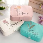 Portagioie da viaggio in pelle personalizzato con nome, impermeabile e a scomparti multipli, regalo di compleanno per le donne e le ragazze.
