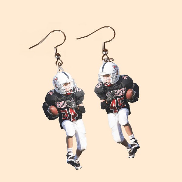 Personalized Double Sided Cutout Photo Acrylic Dangle Earrings Handmade Sport Game Day Accessory Birthday Gift for Women Girls
