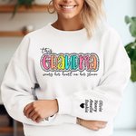 Gepersonaliseerd Fashion Dalmatiër Stippen T-shirt Sweatshirt met Kleurrijke Titel en Kindernaam Moederdag Verjaardagscadeau voor Oma Mam Tante