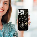 Personalisierte Sternenhimmel 1-6 Schmetterlinge Herz Muster dünne Handyhülle mit Namen für iPhone Muttertag Geburtstag Weihnachten Geschenk für Mama 