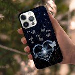 Personalisierte Sternenhimmel 1-6 Schmetterlinge Herz Muster dünne Handyhülle mit Namen für iPhone Muttertag Geburtstag Weihnachten Geschenk für Mama 