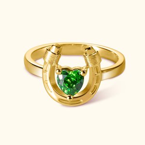Anello personalizzato con ferro di cavallo fortunato e d'amore e pietra di compleanno del cuore Regalo di compleanno per la festa della mamma per lei