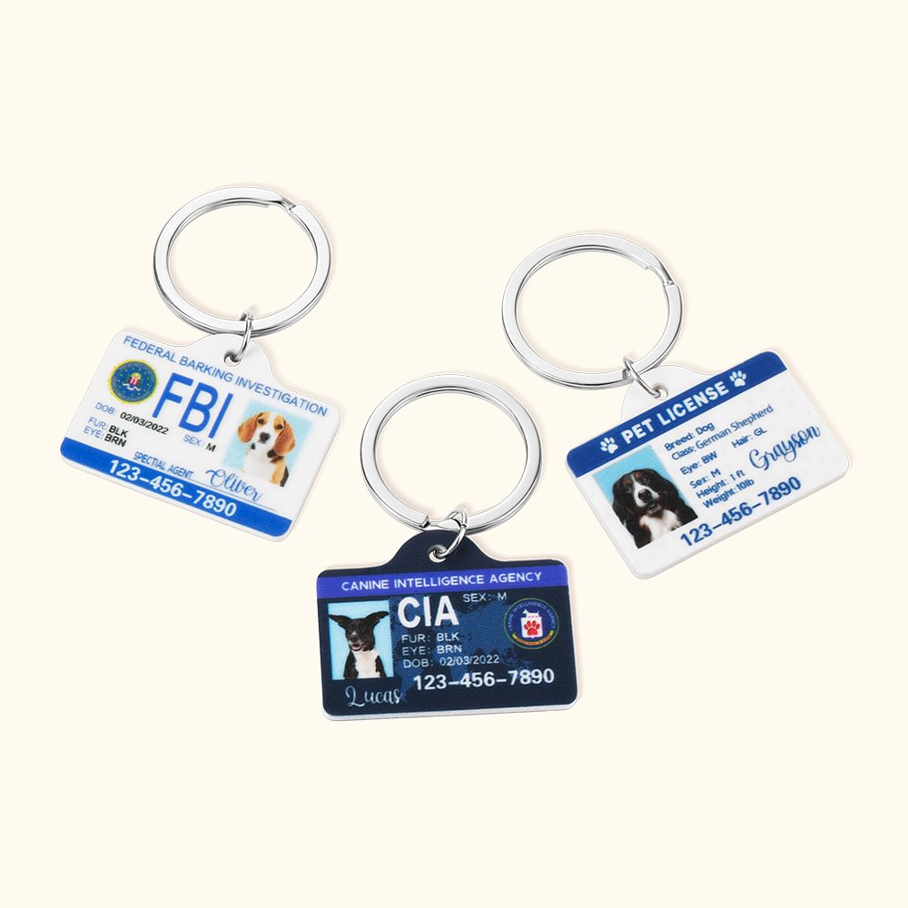 Carte d'Identité Personnalisée avec Photo Texte Accessoire en Acrylique Cadeau Propriétaire Animal de Compagnie