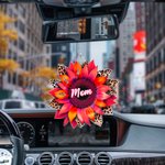 Gepersonaliseerd acryl zonnebloem luipaard auto opknoping ornament met 1-17 namen Verjaardag Moederdag cadeau voor moeder oma