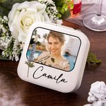 Personalized Portable Photo Birth Flower Jewellery Box with Name Birthday Wedding Bachelorette Bridesmaid Party Gift for Her