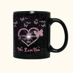 Tazza personalizzata We Love You Butterfly in ceramica da 11 oz 15 oz nera con nome Regalo per la festa della mamma per lei