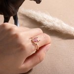 Personalized Lucky and Love Horseshoe Ring with Heart Birthstone Birthday Mother's Day Gift for Her