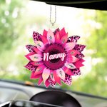 Gepersonaliseerd acryl zonnebloem luipaard auto opknoping ornament met 1-17 namen Verjaardag Moederdag cadeau voor moeder oma