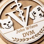 Henkilökohtainen eläinlääkäri Caduceus 3D veistämällä plaketti puinen koriste teksti syntymäpäivälahja eläinlääkäriopiskelijalle eläinlääkäriin