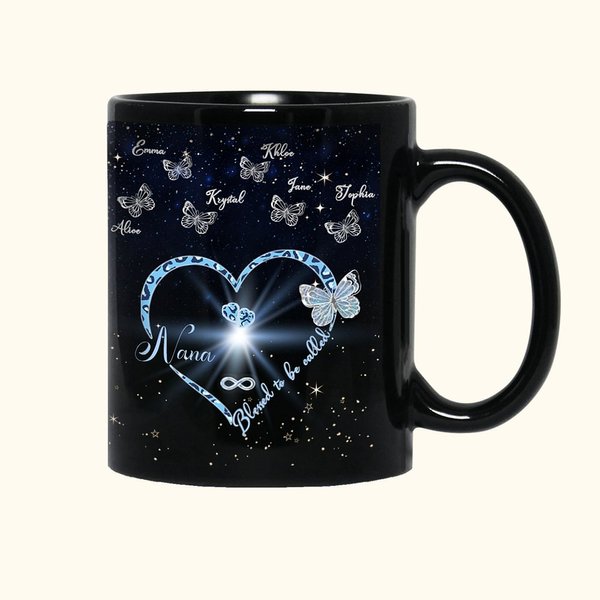 Tasse en céramique noire 11oz 15oz avec nom Cadeau de fête des mères pour elle