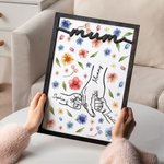 Personalized Holding Mom Hands Watercolor Floral Wooden Plaque with Stand Table Decoration Mother's Day Birthday Gift for Mommy Grandma