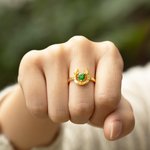 Personalized Lucky and Love Horseshoe Ring with Heart Birthstone Birthday Mother's Day Gift for Her