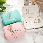 Portagioie da viaggio in pelle personalizzato con nome, impermeabile e a scomparti multipli, regalo di compleanno per le donne e le ragazze.