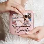 Personalized Portable Photo Birth Flower Jewellery Box with Name Birthday Wedding Bachelorette Bridesmaid Party Gift for Her