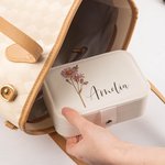 Portagioie da viaggio in pelle personalizzato con nome, impermeabile e a scomparti multipli, regalo di compleanno per le donne e le ragazze.