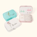 Portagioie da viaggio in pelle personalizzato con nome, impermeabile e a scomparti multipli, regalo di compleanno per le donne e le ragazze.