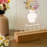Henkilökohtainen Syntymä Kukka Akryyli Yövalo Plaque 1-12 Nimet Housewarming Äitienpäivä lahja Äiti Isoäiti