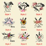 Gepersonaliseerde Floral Hairstylist Work Canvas Tote Bag met Naam Grote Capaciteit Handtas Gift voor Kappers