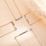 Personalisierte rechteckige 1-8 Birthstones Minimalist Familie Halskette Mutter Geburtstag Geschenk für Frauen
