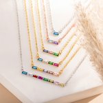 Personalisierte rechteckige 1-8 Birthstones Minimalist Familie Halskette Mutter Geburtstag Geschenk für Frauen