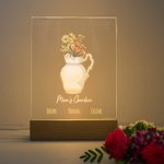 Henkilökohtainen Syntymä Kukka Akryyli Yövalo Plaque 1-12 Nimet Housewarming Äitienpäivä lahja Äiti Isoäiti
