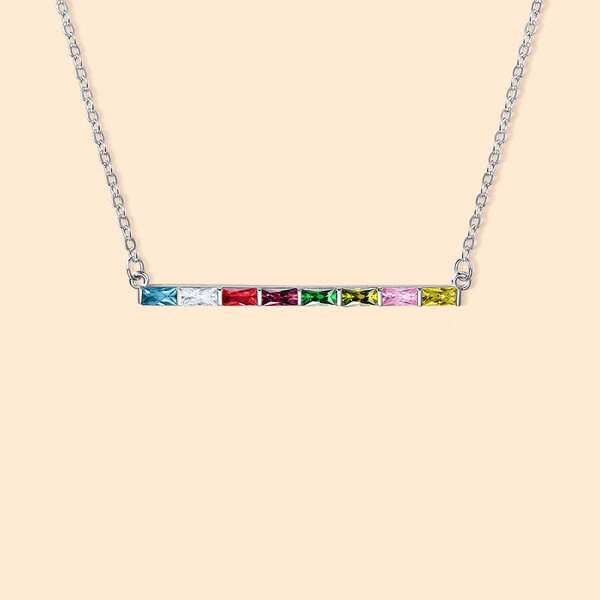 Personalisierte rechteckige 1-8 Birthstones Minimalist Familie Halskette Mutter Geburtstag Geschenk für Frauen