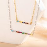 Personalisierte rechteckige 1-8 Birthstones Minimalist Familie Halskette Mutter Geburtstag Geschenk für Frauen