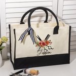 Gepersonaliseerde Floral Hairstylist Work Canvas Tote Bag met Naam Grote Capaciteit Handtas Gift voor Kappers