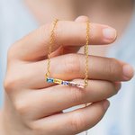 Personalisierte rechteckige 1-8 Birthstones Minimalist Familie Halskette Mutter Geburtstag Geschenk für Frauen
