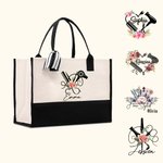 Gepersonaliseerde Floral Hairstylist Work Canvas Tote Bag met Naam Grote Capaciteit Handtas Gift voor Kappers