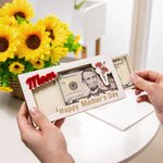 Personalized Wooden Birth Flower Money Holder Box with Name Text Cash Envelope Birthday Mother's day Gift for Mother Teens