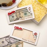 Personalized Wooden Birth Flower Money Holder Box with Name Text Cash Envelope Birthday Mother's day Gift for Mother Teens