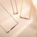Personalisierte rechteckige 1-8 Birthstones Minimalist Familie Halskette Mutter Geburtstag Geschenk für Frauen