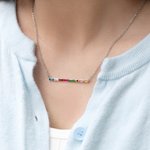 Personalisierte rechteckige 1-8 Birthstones Minimalist Familie Halskette Mutter Geburtstag Geschenk für Frauen