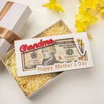 Personalized Wooden Birth Flower Money Holder Box with Name Text Cash Envelope Birthday Mother's day Gift for Mother Teens