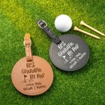 Personalisierte PU Leder Golftasche Tag Tee-Halter mit Text und Name Geburtstag Vatertag Geschenk für Papa Opa
