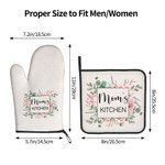 Personalisiertes Blume-Ofenhandschuh und Topflappen-Set mit Text Küche Deko Muttertag Geburtstag Geschenk für Damen