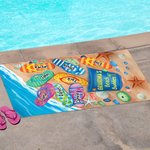 Serviette de Plage Personnalisée avec Noms Motif Tongs Super Absorbante Séchage Rapide Indispensable de Voyage Cadeau pour Maman Grand-Mère