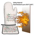 Personalisiertes Blume-Ofenhandschuh und Topflappen-Set mit Text Küche Deko Muttertag Geburtstag Geschenk für Damen