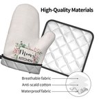 Personalisiertes Blume-Ofenhandschuh und Topflappen-Set mit Text Küche Deko Muttertag Geburtstag Geschenk für Damen