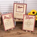 Personalisierte hölzerne Mom Puzzle Zeichen mit 1-6 Namen graviert Schreibtisch Dekoration Muttertag Geschenk für sie